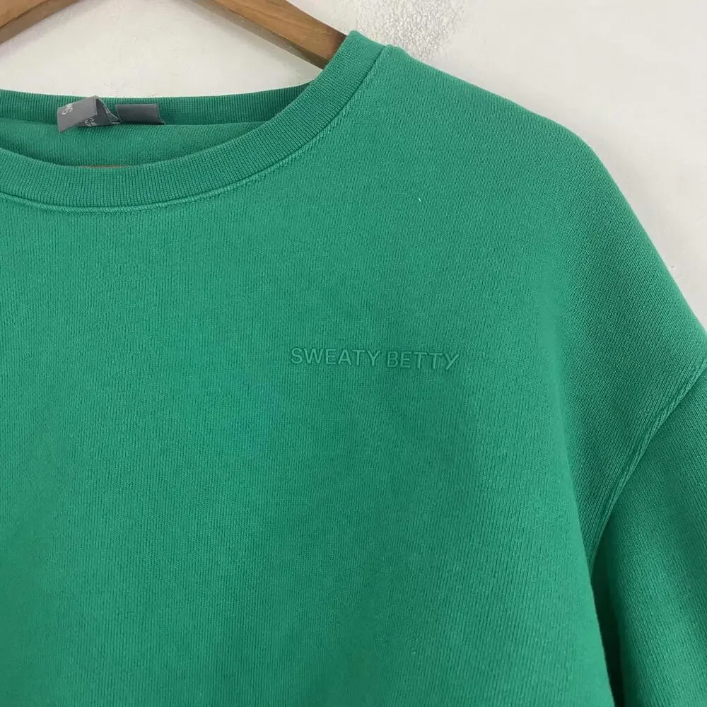 SWEATY BETTY green powerhouse Crewneck pullover sz 10 - Picture 3 of 6